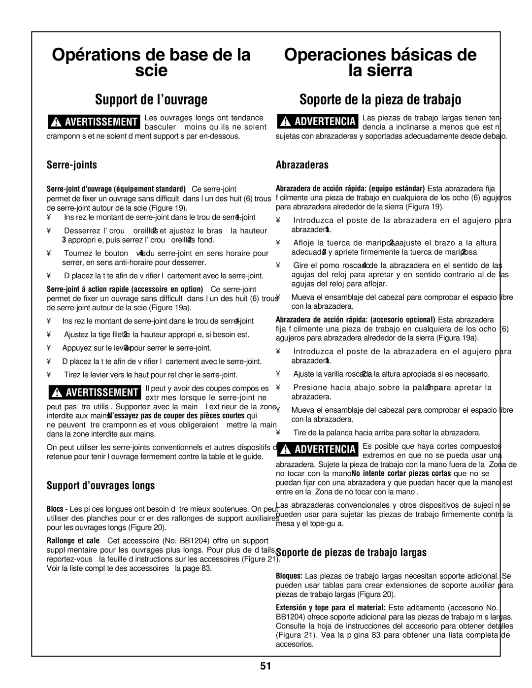 Bosch Power Tools 3924-24, 3918 manual Support de l’ouvrage, Soporte de la pieza de trabajo 