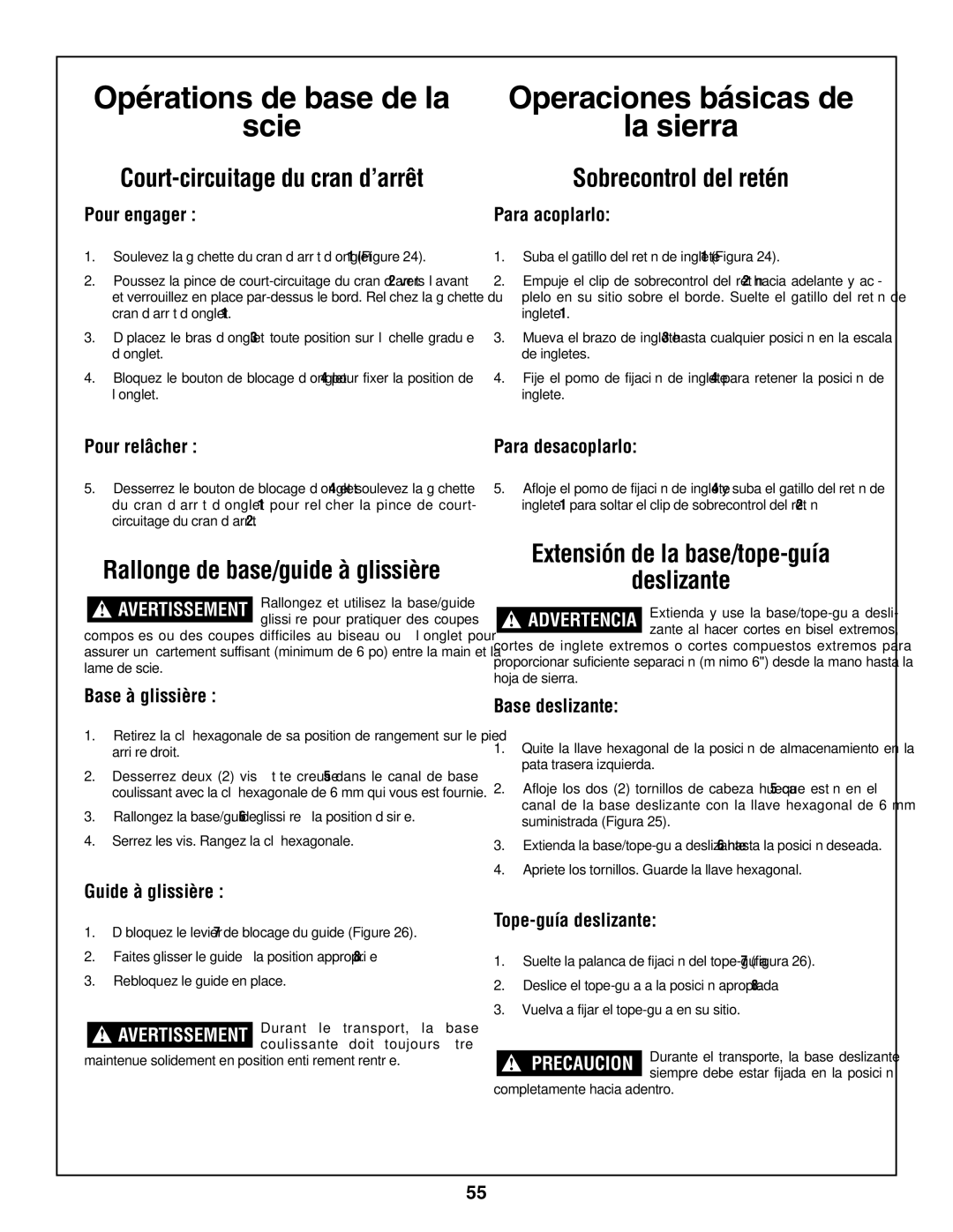 Bosch Power Tools 3924-24, 3918 manual Court-circuitage du cran d’arrêt, Sobrecontrol del retén 