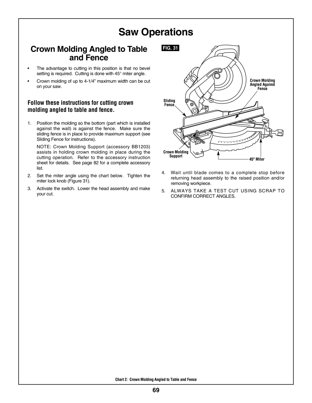 Bosch Power Tools 3924-24, 3918 manual Crown Molding Angled to Table Fence 