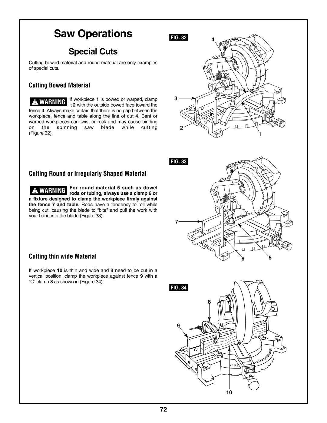 Bosch Power Tools 3918, 3924-24 manual Special Cuts, Cutting Bowed Material, Cutting Round or Irregularly Shaped Material 