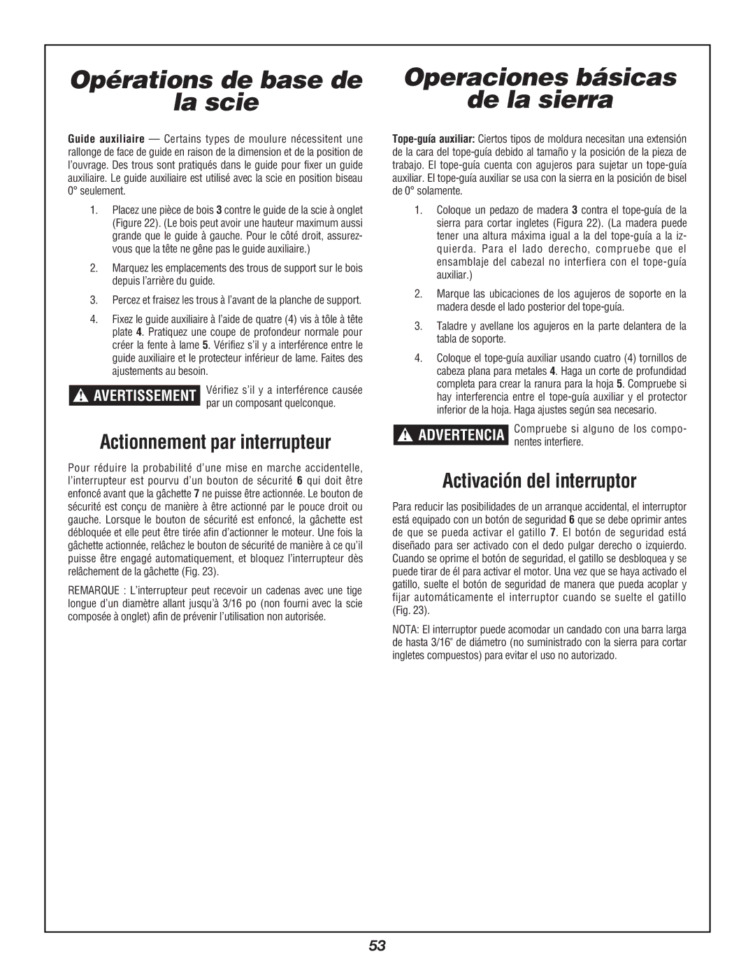 Bosch Power Tools 3924B manual Actionnement par interrupteur, Activación del interruptor 