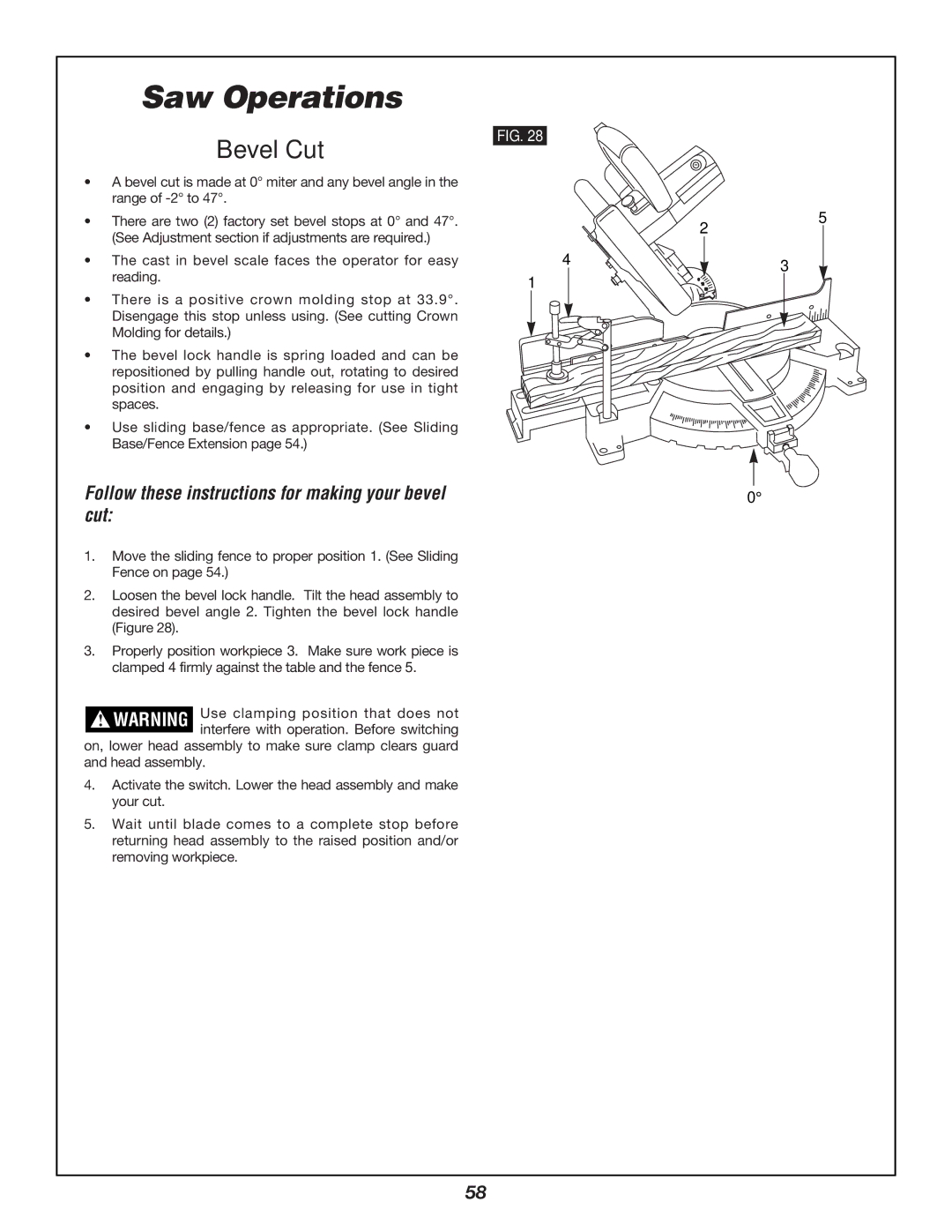 Bosch Power Tools 3924B manual Bevel Cut, Follow these instructions for making your bevel cut 