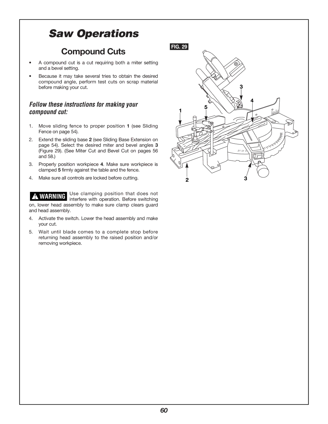 Bosch Power Tools 3924B manual Compound Cuts, Follow these instructions for making your compound cut 