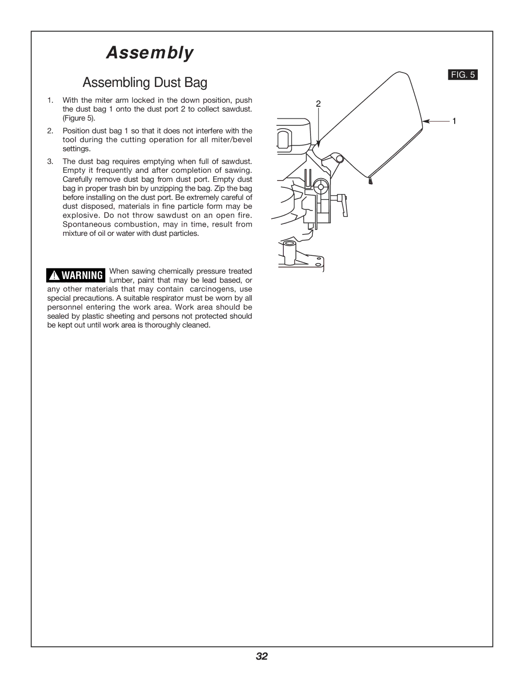 Bosch Power Tools 3924B-24 manual Assembling Dust Bag 