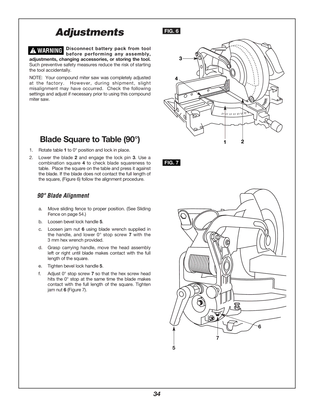 Bosch Power Tools 3924B-24 manual Blade Square to Table, Blade Alignment 