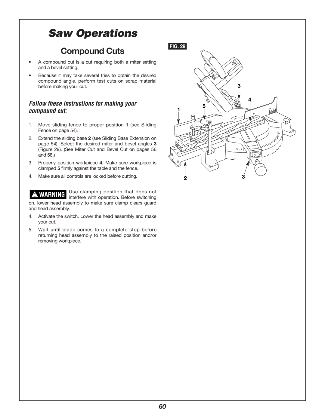 Bosch Power Tools 3924B-24 manual Compound Cuts, Follow these instructions for making your compound cut 