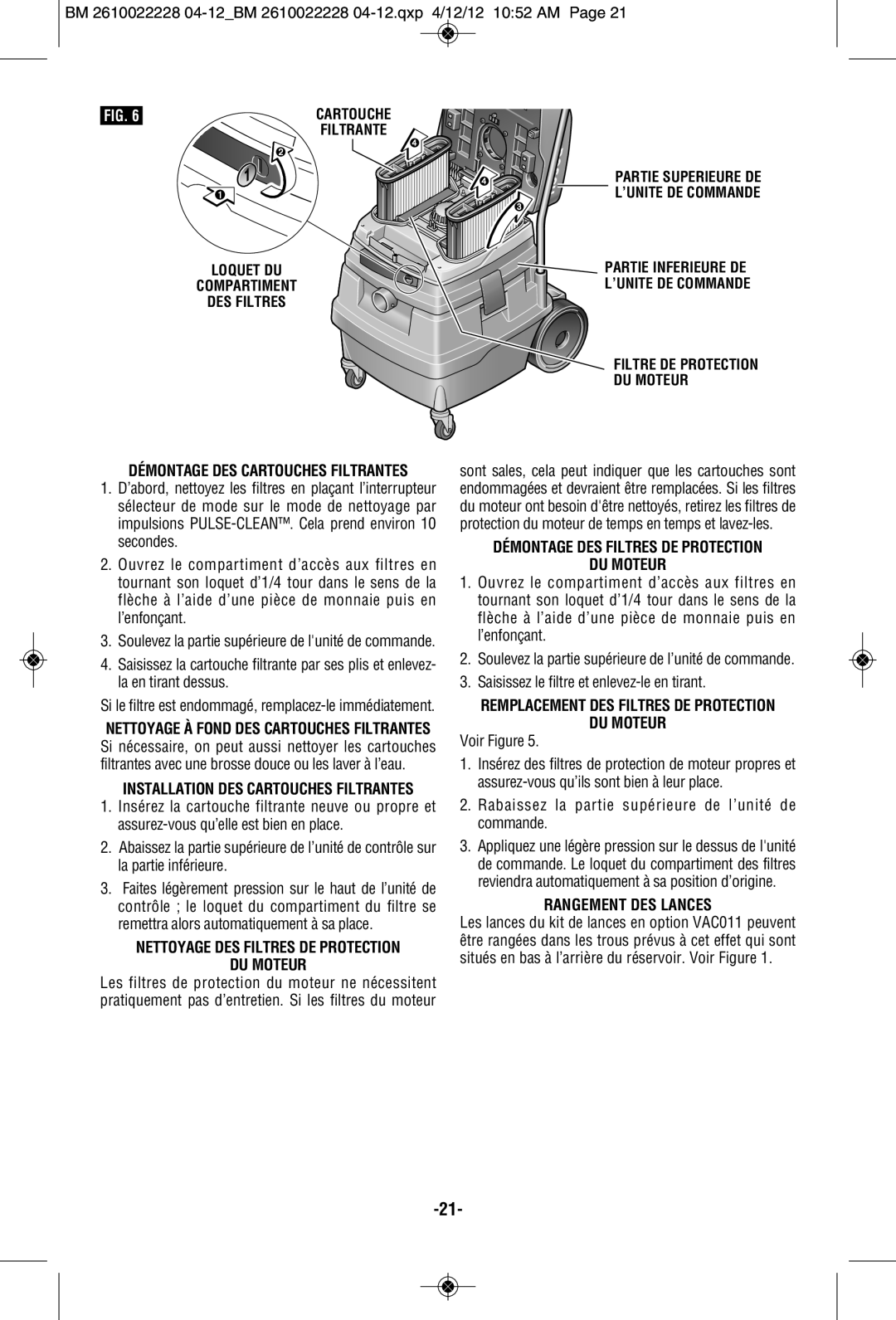 Bosch Power Tools 3931A-PB Nettoyage DES Filtres DE Protection DU Moteur, Démontage DES Filtres DE Protection DU Moteur 