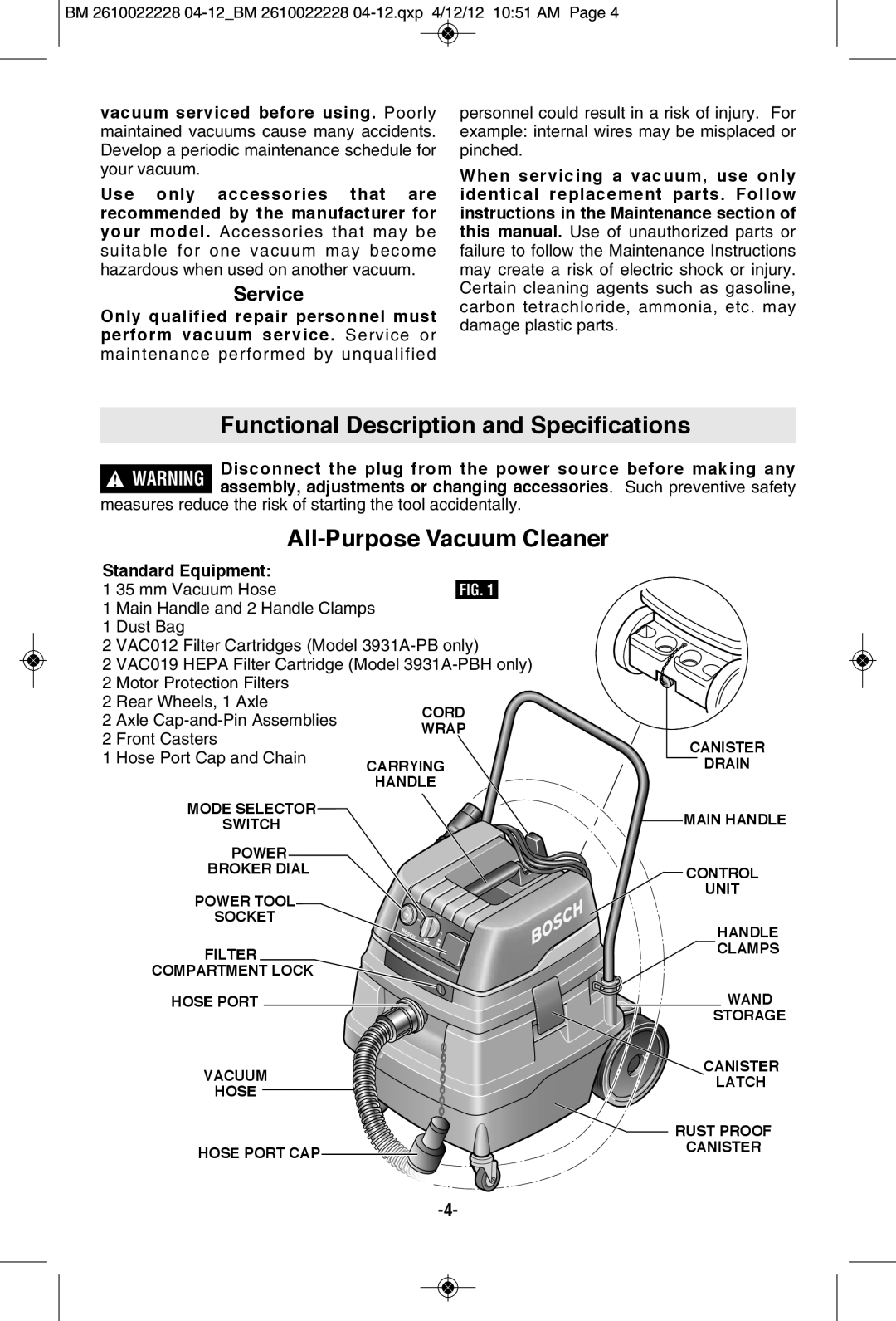 Bosch Power Tools 3931A-PB manual Service 