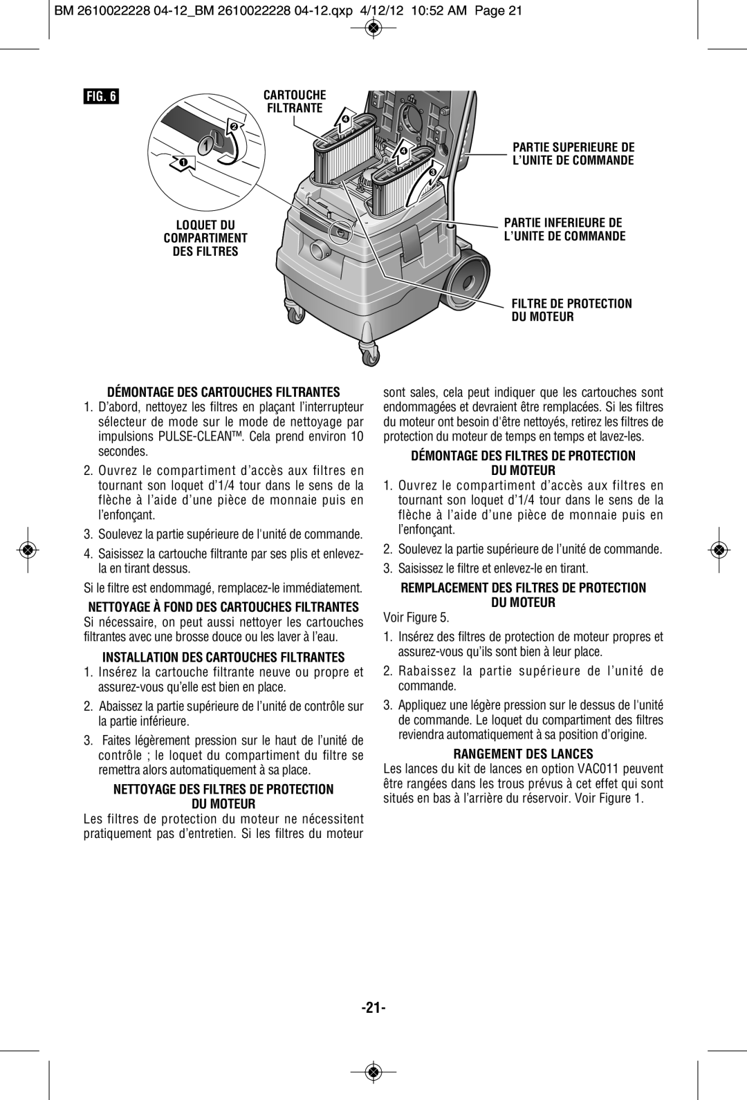 Bosch Power Tools 3931A-PB Nettoyage Des Filtres De Protection Du Moteur, Démontage Des Filtres De Protection Du Moteur 
