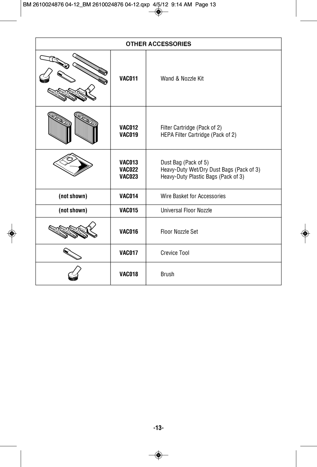 Bosch Power Tools 3931B-SPB manual Other Accessories 