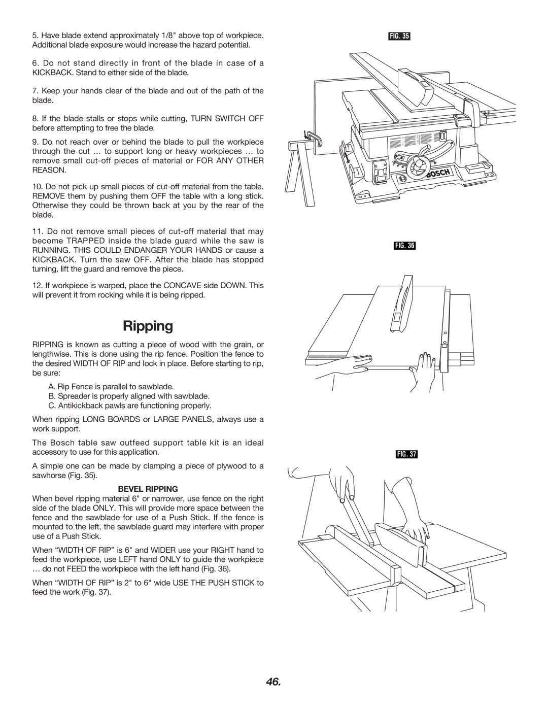 Bosch Power Tools 4000 manual Bevel Ripping 