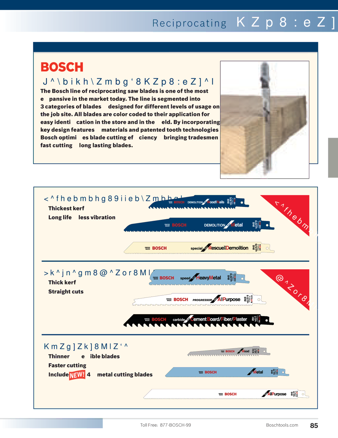 Bosch Power Tools 4100DG-09 manual Reciprocating Saw Blades 