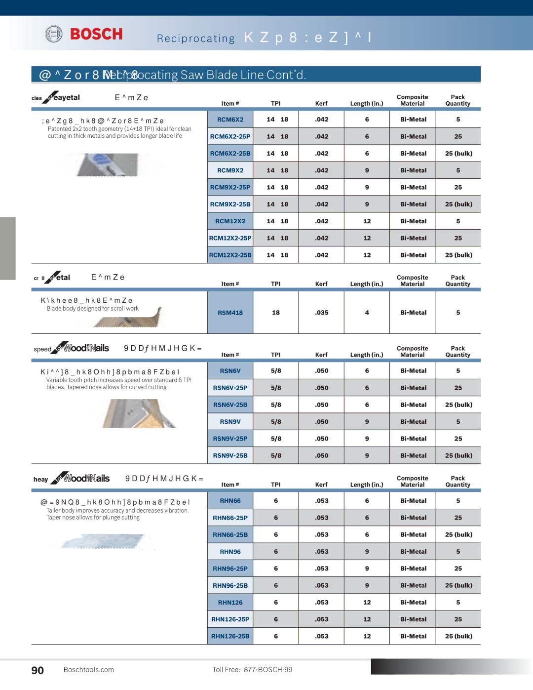 Bosch Power Tools 4100DG-09 manual Heavy Use Reciprocating Saw Blade Line Cont’d, Clean Heavy Metal 