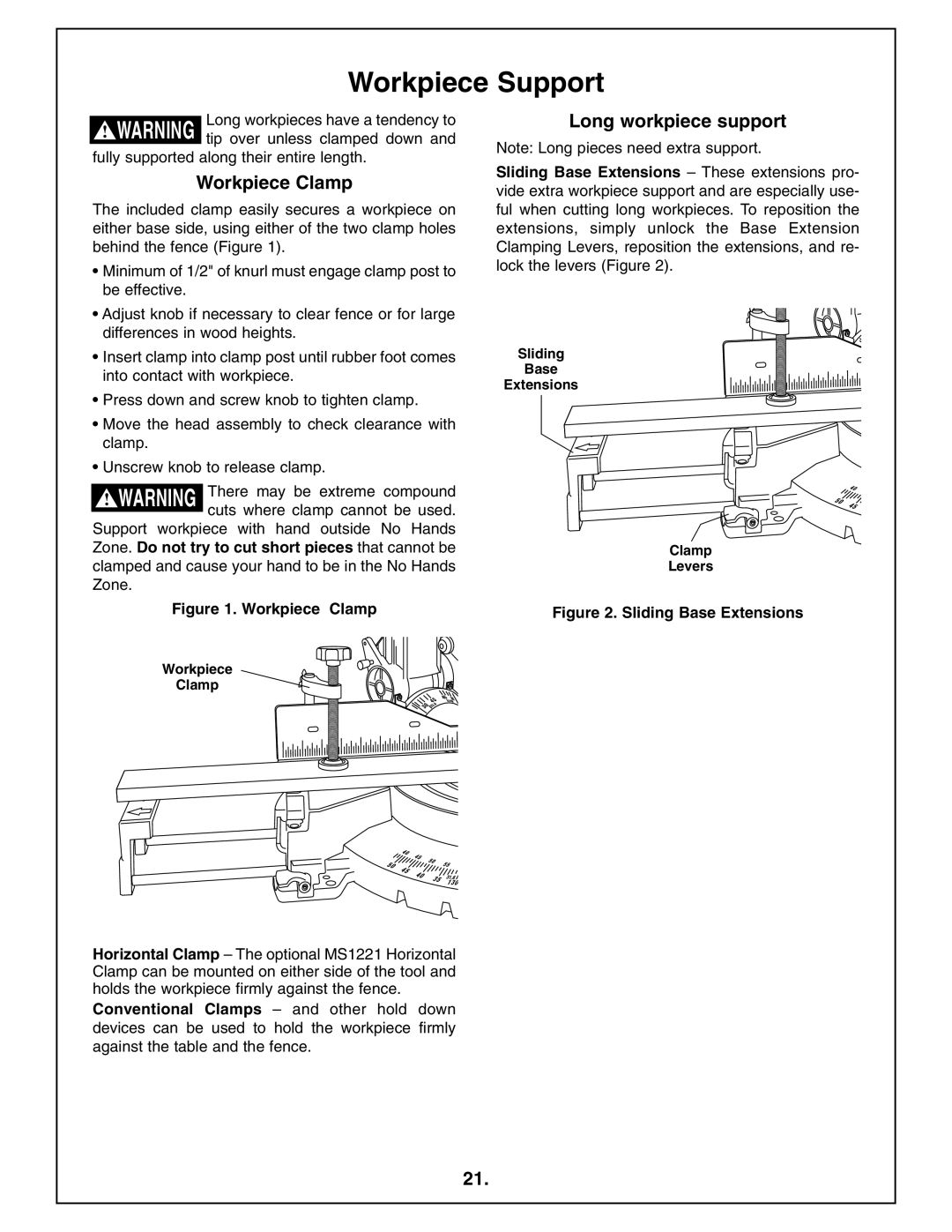 Bosch Power Tools 4212L Workpiece Support, Workpiece Clamp, Long workpiece support, Sliding Base Extensions Clamp Levers 