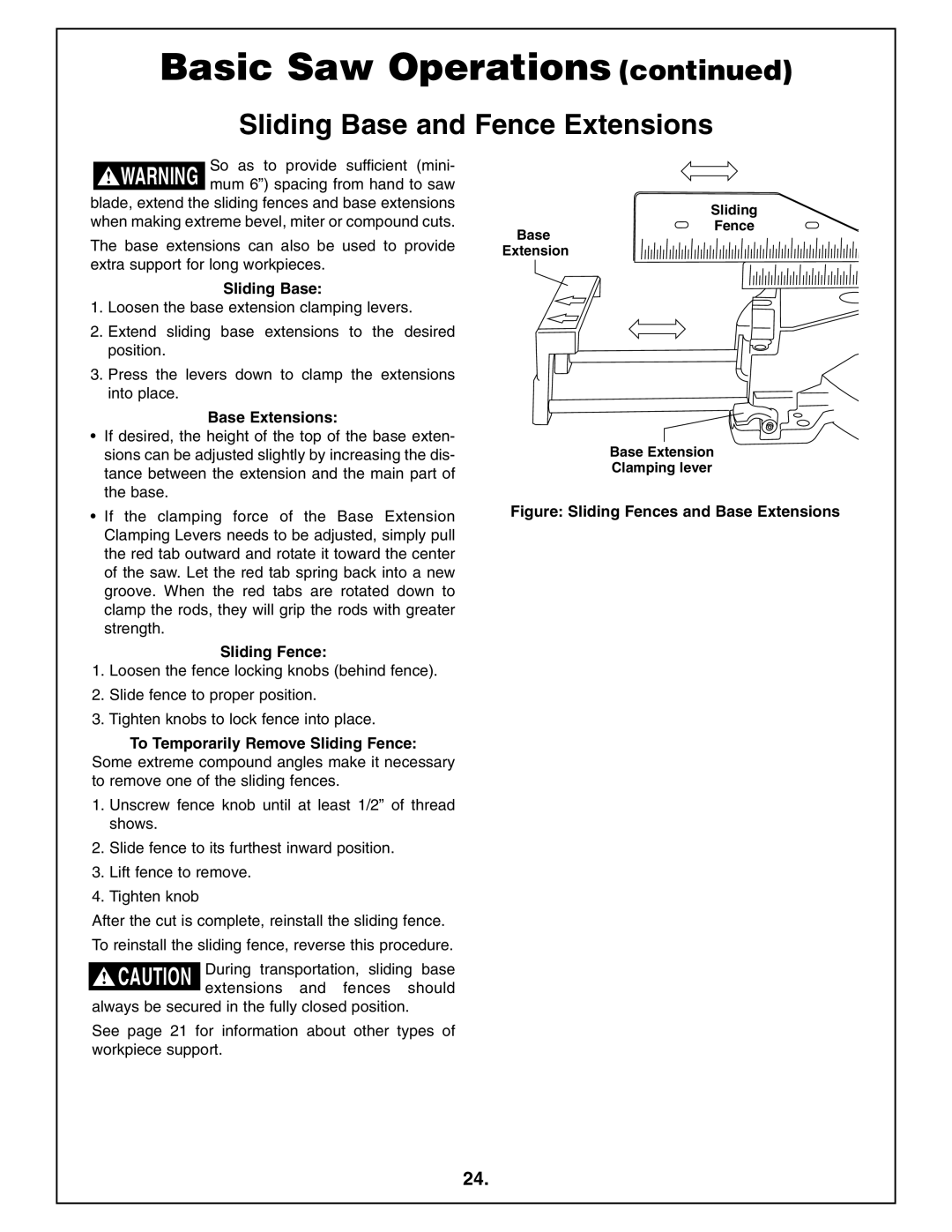 Bosch Power Tools 4212L manual Sliding Base and Fence Extensions, Base Extensions, Sliding Fence 