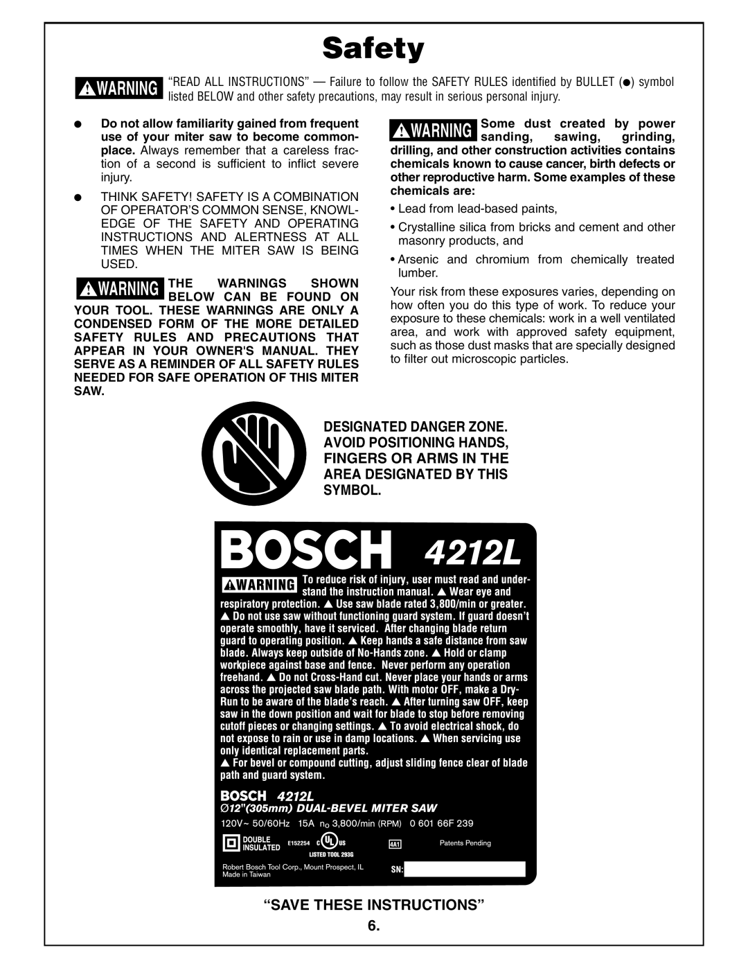 Bosch Power Tools 4212L manual Some dust created by power 