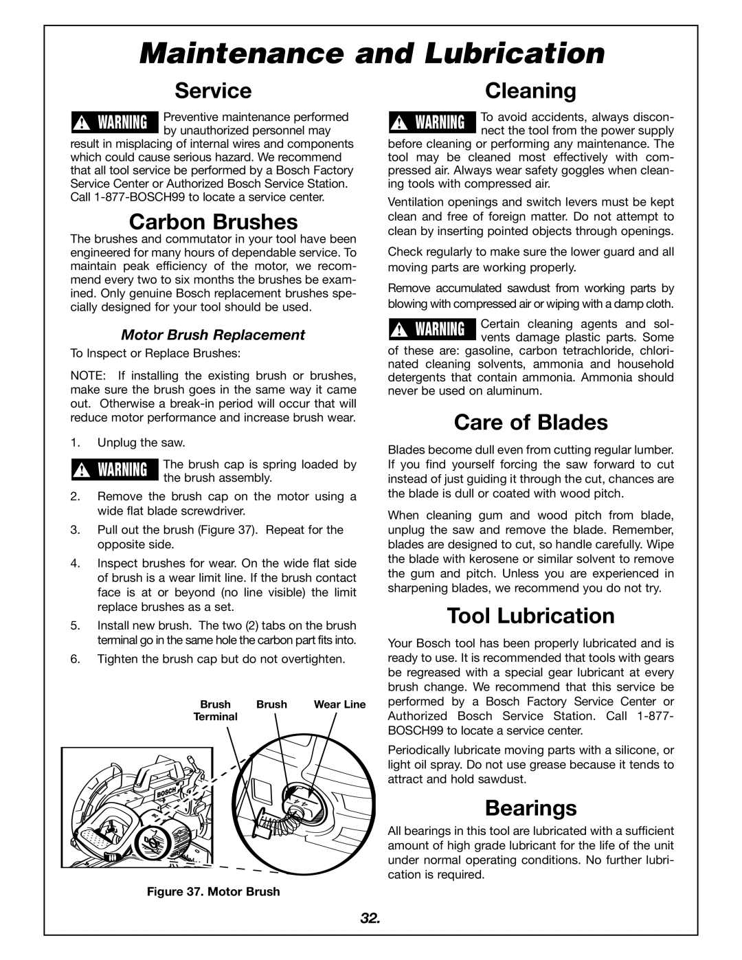 Bosch Power Tools 4405 manual Maintenance and Lubrication 