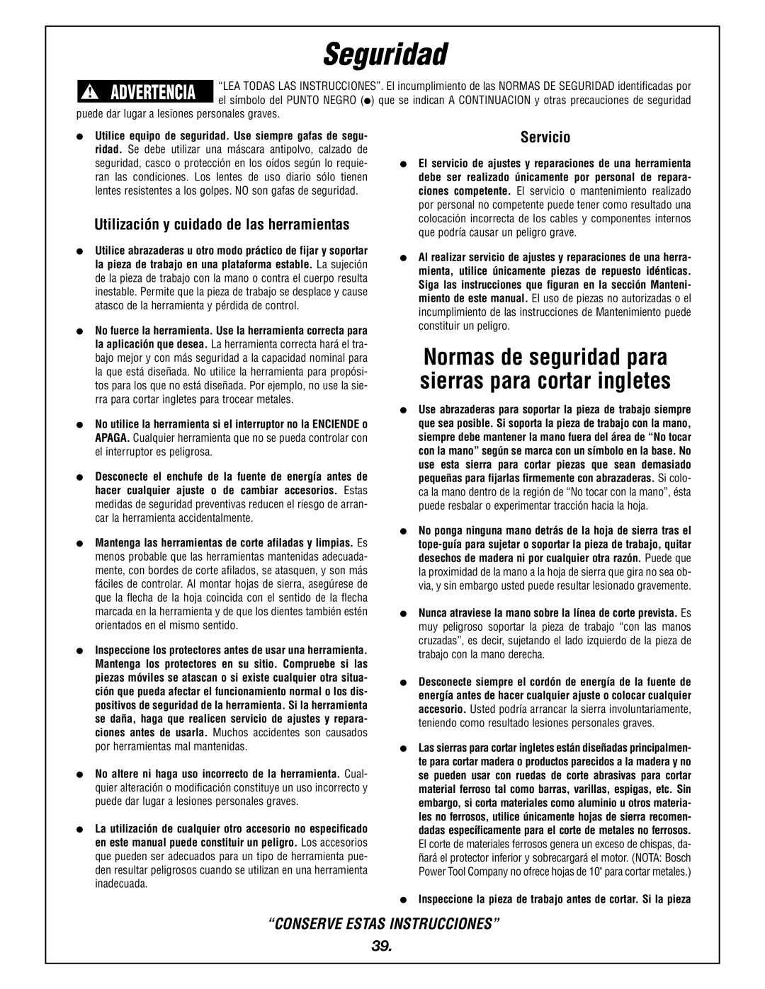 Bosch Power Tools 4405 manual Utilización y cuidado de las herramientas, Servicio 