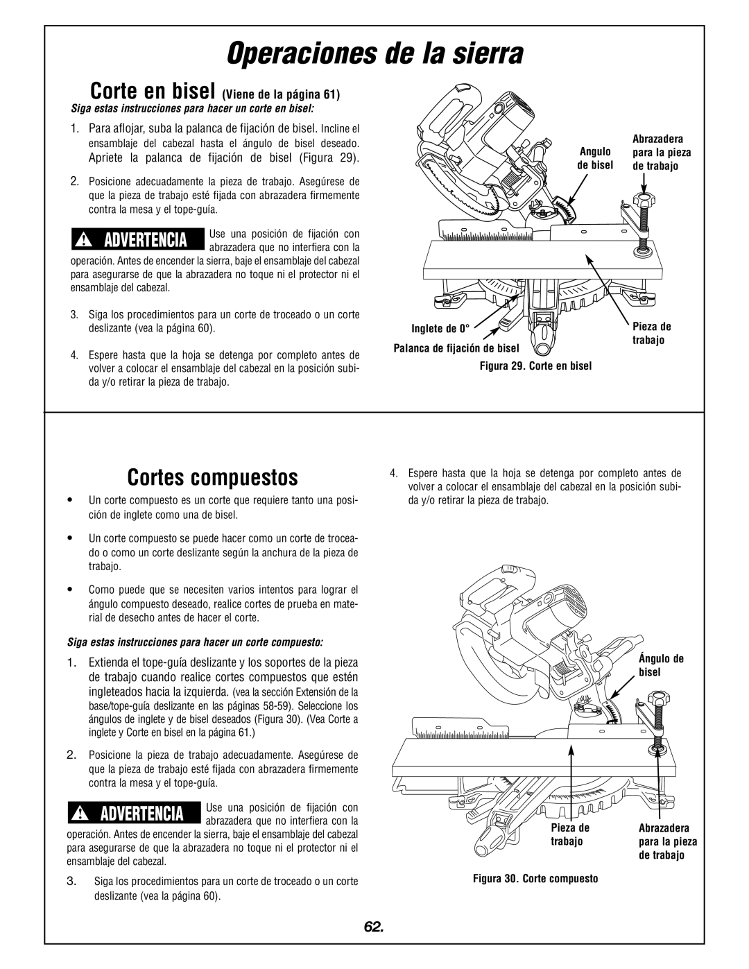 Bosch Power Tools 4405 manual Cortes compuestos 