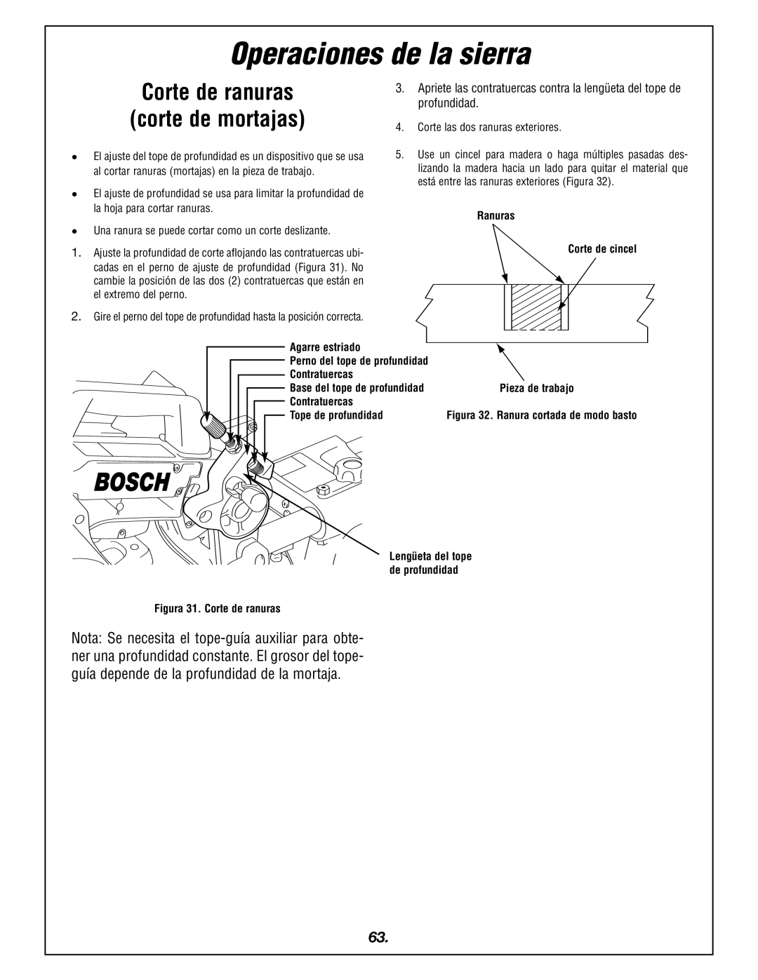 Bosch Power Tools 4405 manual Corte de ranuras Corte de mortajas, Corte las dos ranuras exteriores 