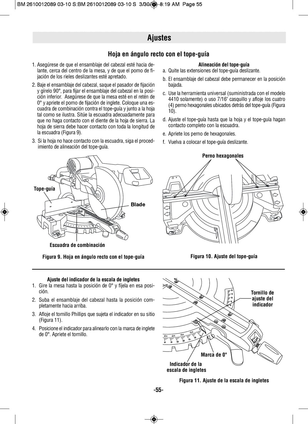 Bosch Power Tools 4310 Hoja en ángulo recto con el tope-guía, Tope-guía Blade Escuadra de combinación, Perno hexagonales 