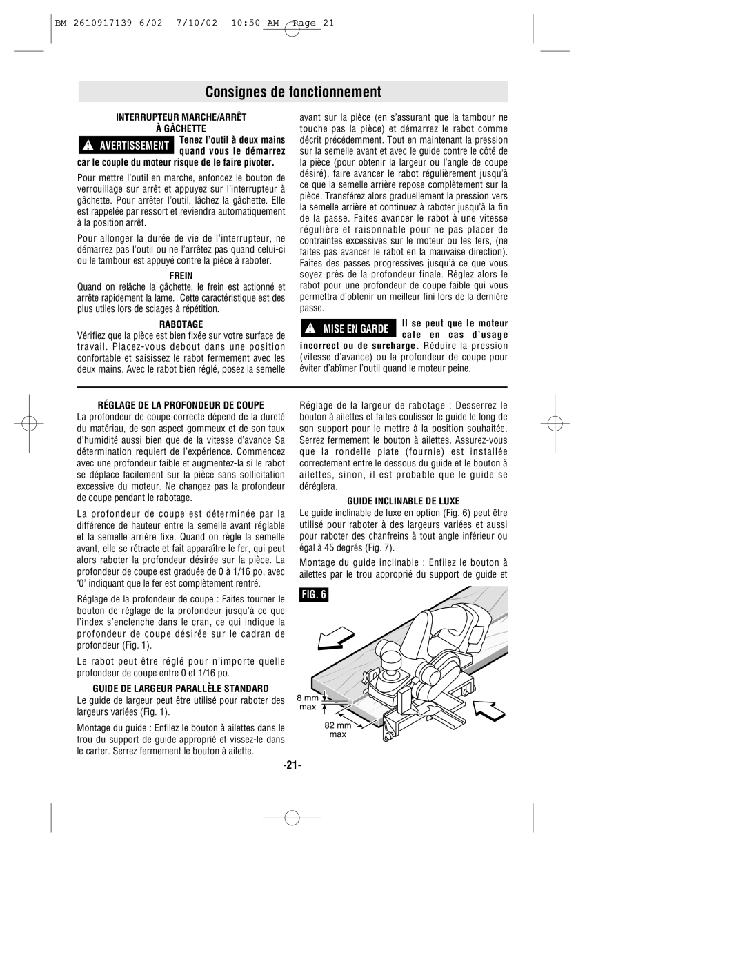 Bosch Power Tools 53514 manual Consignes de fonctionnement 