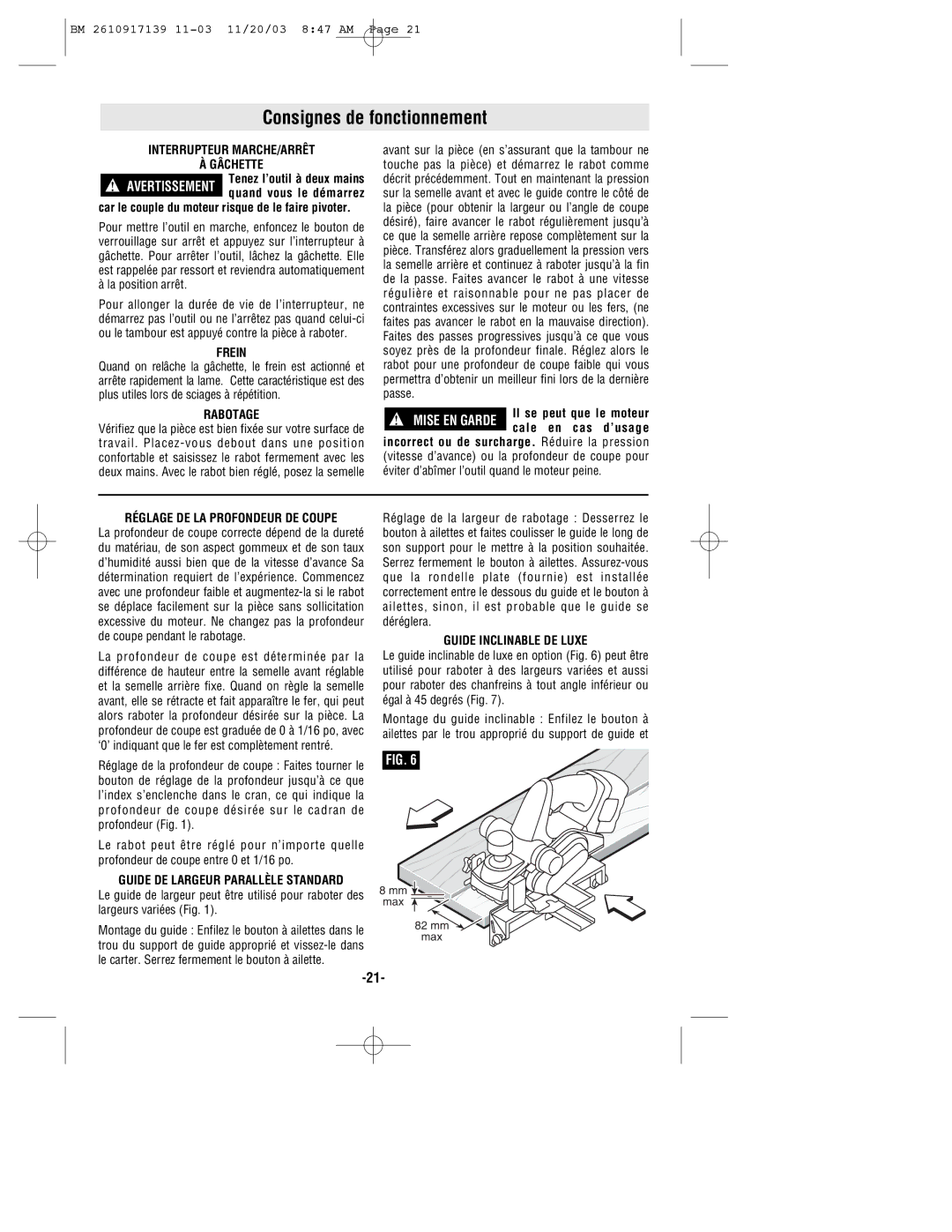 Bosch Power Tools 53518 manual Consignes de fonctionnement 