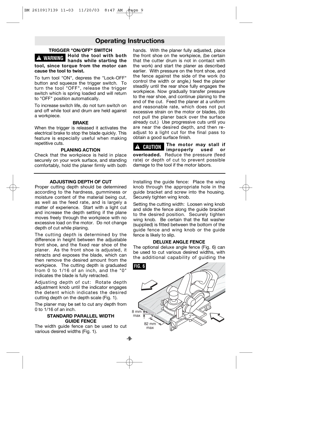 Bosch Power Tools 53518 manual Operating Instructions 