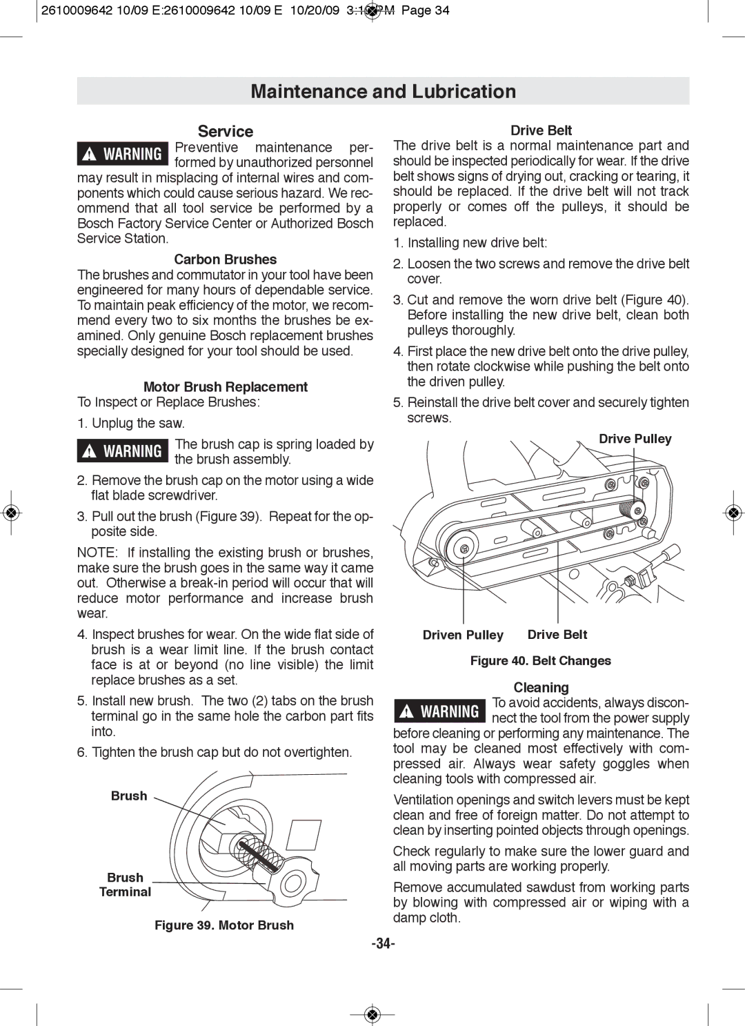 Bosch Power Tools 5412L, 5312 manual Maintenance and lubrication, Service 