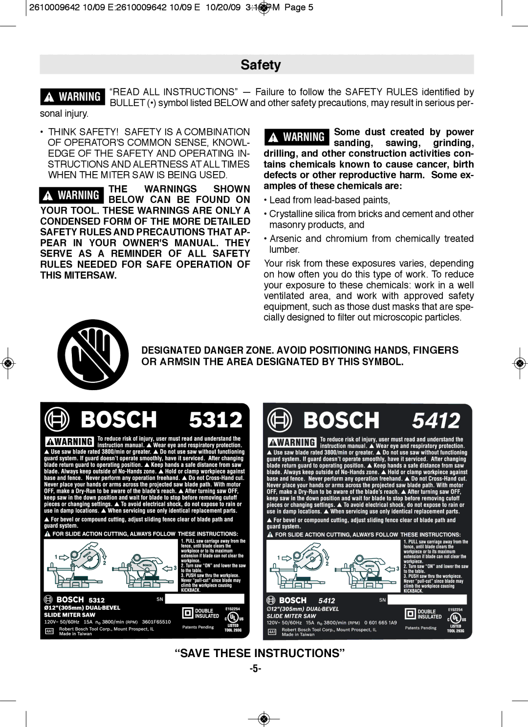 Bosch Power Tools 5312, 5412L manual Sonal injury, This Mitersaw 