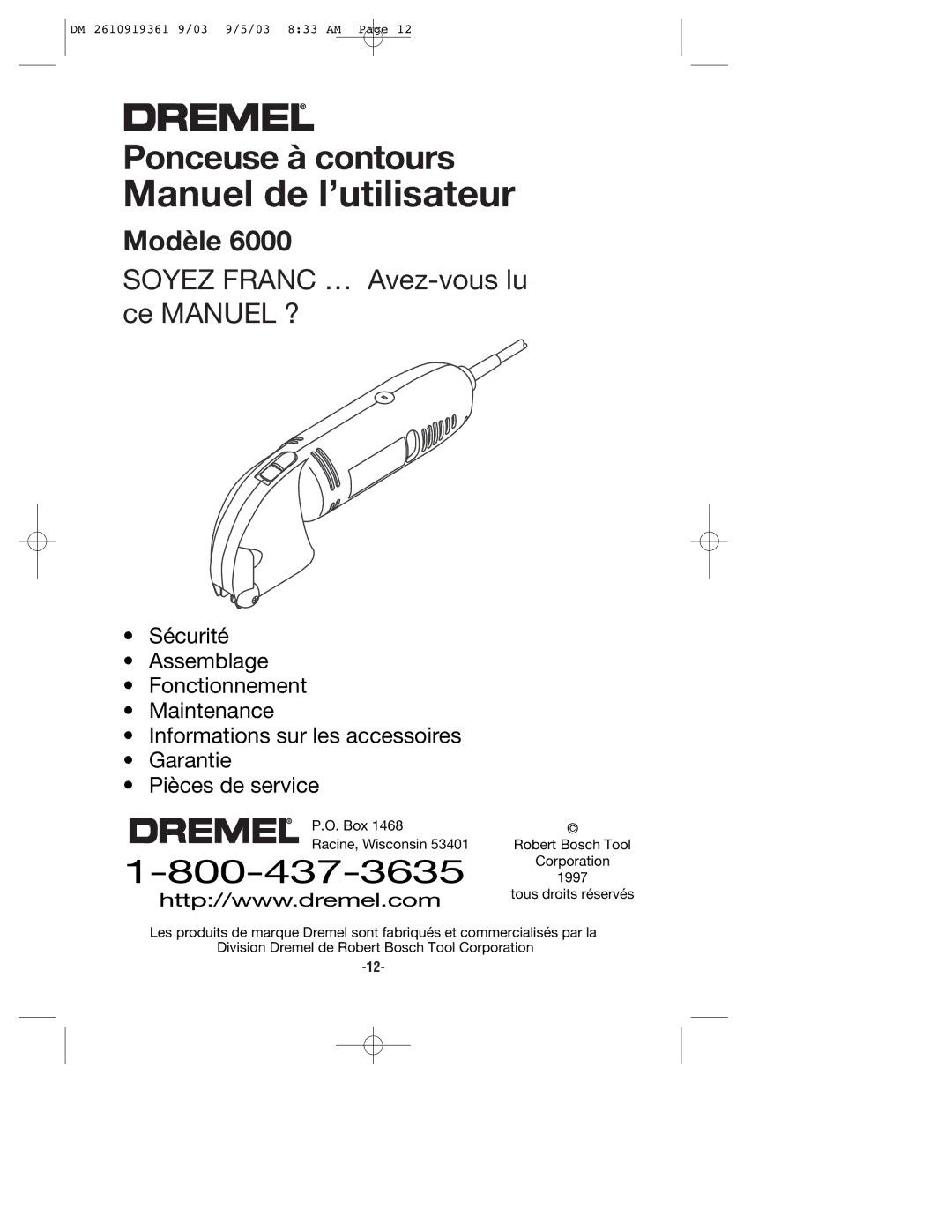 Bosch Power Tools 6000 owner manual Manuel de l’utilisateur 