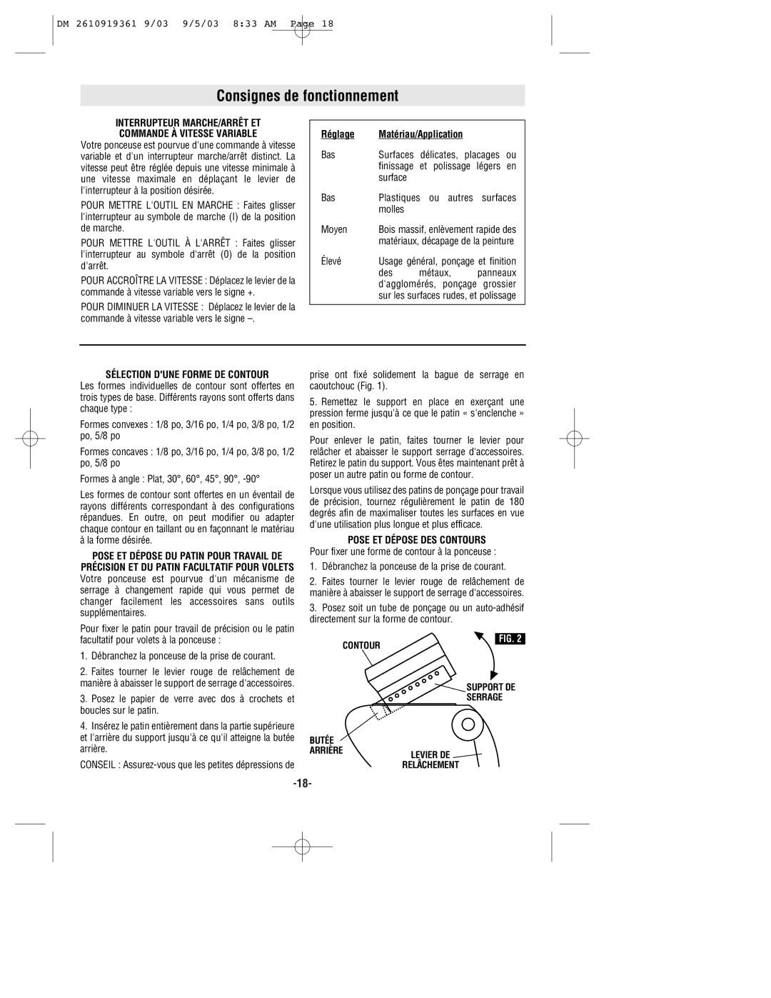 Bosch Power Tools 6000 Consignes de fonctionnement, Interrupteur MARCHE/ARRÊT ET Commande À Vitesse Variable, Réglage 