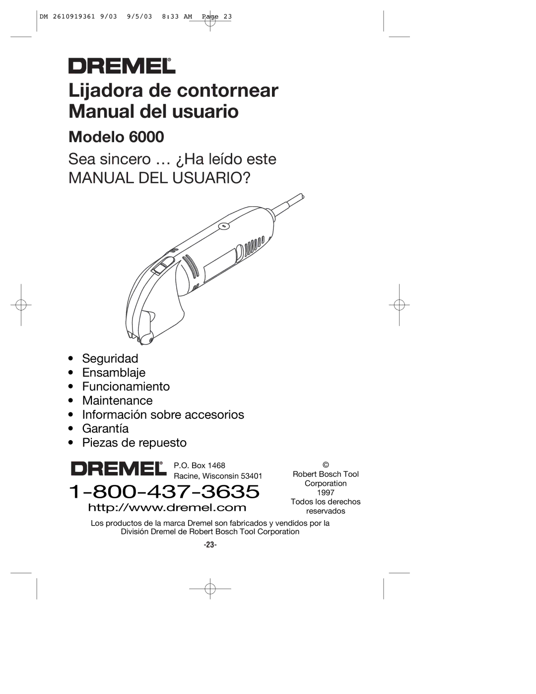 Bosch Power Tools 6000 owner manual Lijadora de contornear Manual del usuario 