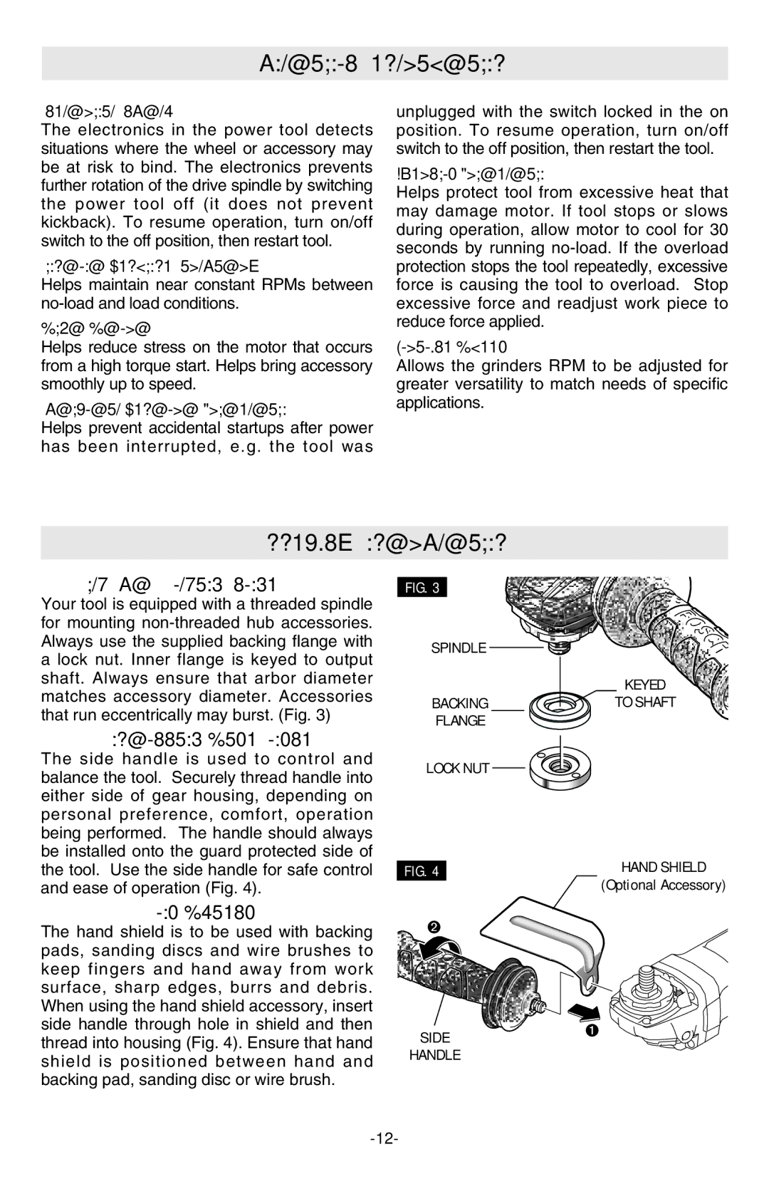 Bosch Power Tools AG40-85PD-2P Functional Descriptions, Assembly Instructions, Lock Nut & Backing Flange, Hand Shield 