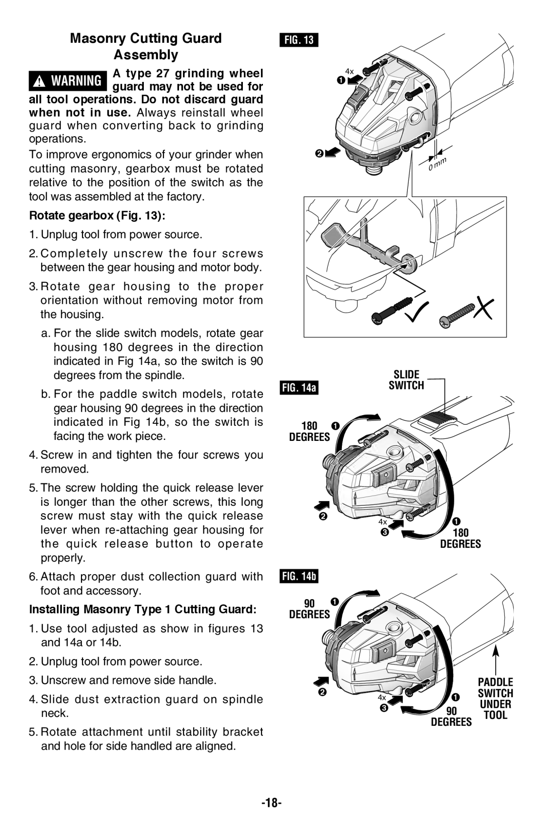 Bosch Power Tools AG60-125PD, AG50-10TG, AG50-11VSPD, AG50-125PD Masonry Cutting Guard Assembly, Degrees Slide Switch 