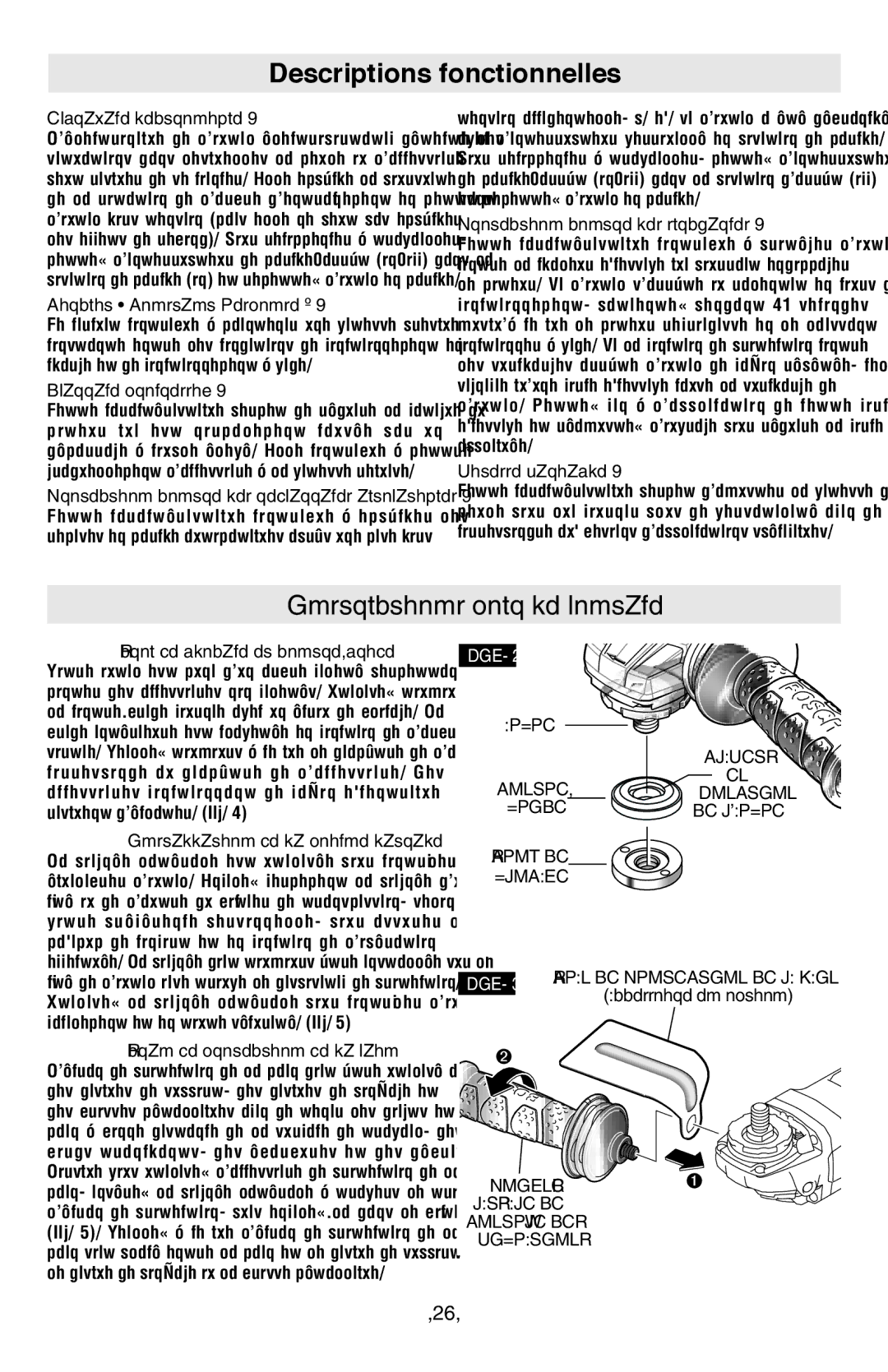 Bosch Power Tools AG40-85, AG50-11VS, AG60-125, AG50-10TG, AG40-11P Descriptions fonctionnelles, Instructions pour le montage 