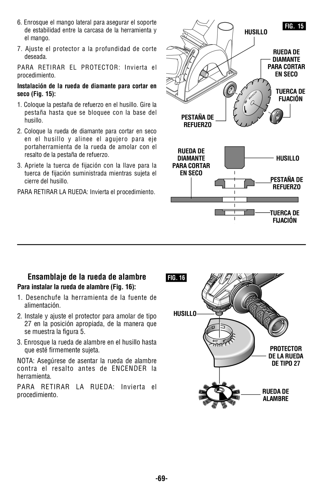 Bosch Power Tools AG50-125PD, AG50-11VS Ensamblaje de la rueda de alambre, Rueda DE Diamantehusillo Para Cortar EN Seco 