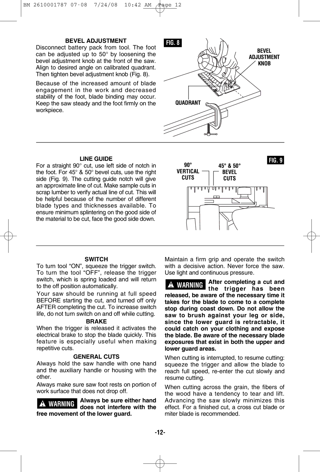 Bosch Power Tools CCS180 Quadrant Bevel Adjustment Knob Line Guide, Vertical Cuts Bevel Switch, Brake, General Cuts 