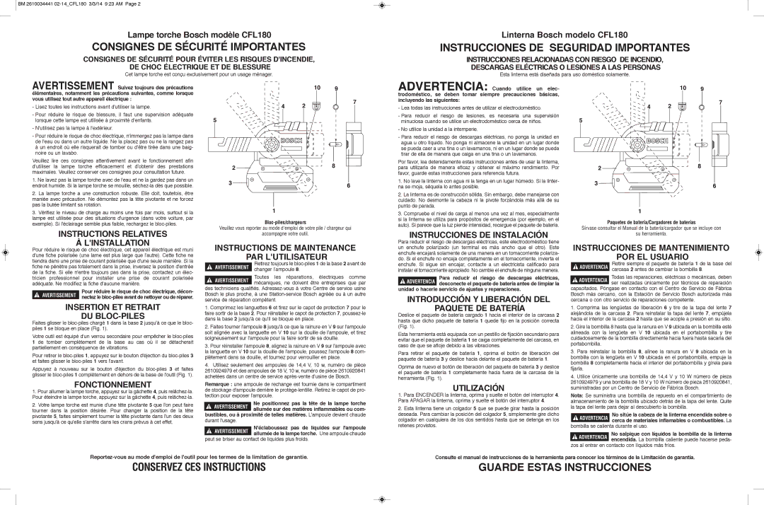 Bosch Power Tools CFL180 Instructions Relatives Linstallation, Insertion ET Retrait, Fonctionnement 