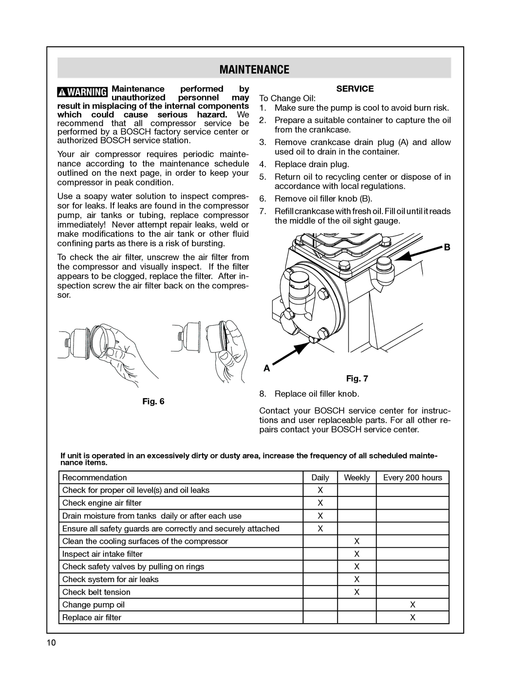 Bosch Power Tools CGT8-65W manual Maintenance, Service 