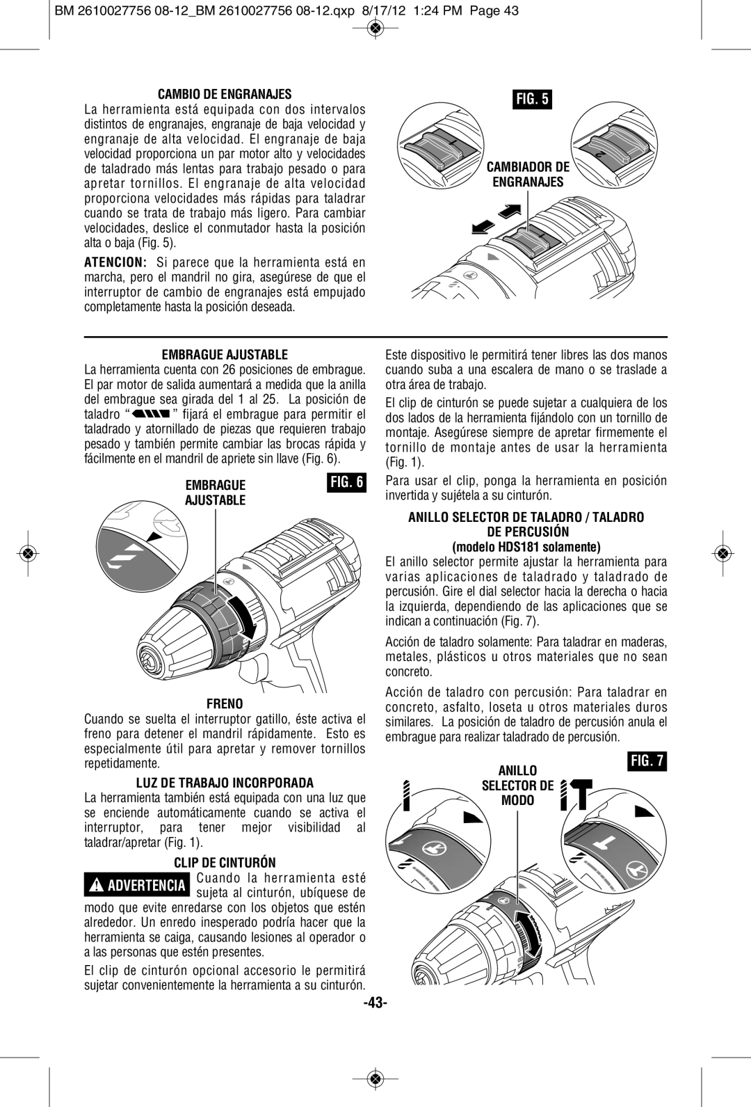 Bosch Power Tools CLPK233-181L Cambio DE Engranajes, Embrague Ajustable Freno, Anillo Selector DE Taladro / Taladro 