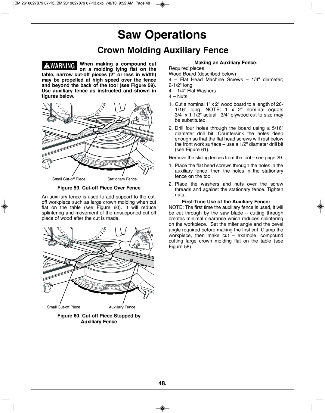 Bosch Power Tools CM10GD manual Crown Molding Auxiliary fence, Making an Auxiliary fence Required pieces 