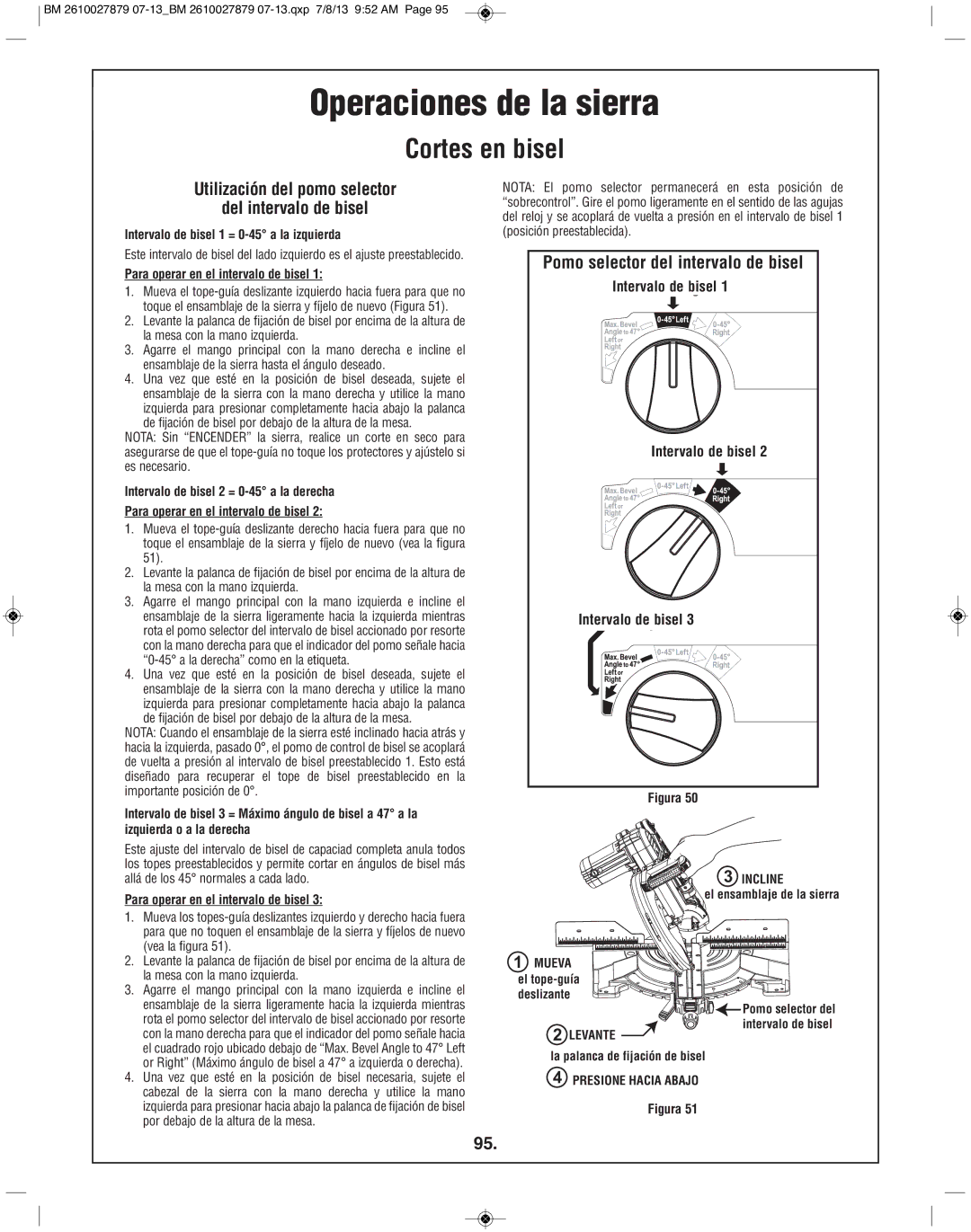 Bosch Power Tools CM10GD manual Utilización del pomo selector Del intervalo de bisel, Pomo selector del intervalo de bisel 