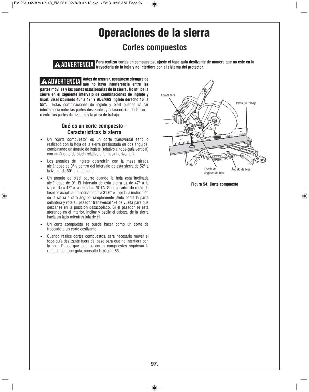 Bosch Power Tools CM10GD manual Cortes compuestos, Qué es un corte compuesto Características la sierra 