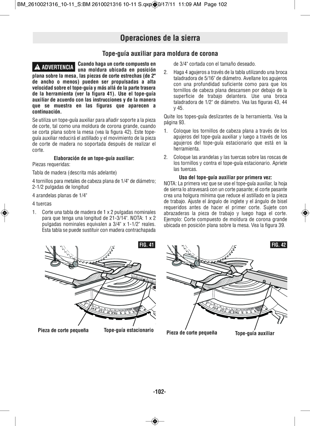 Bosch Power Tools CM12 Tope-guía auxiliar para moldura de corona, Elaboración de un tope-guía auxiliar Piezas requeridas 