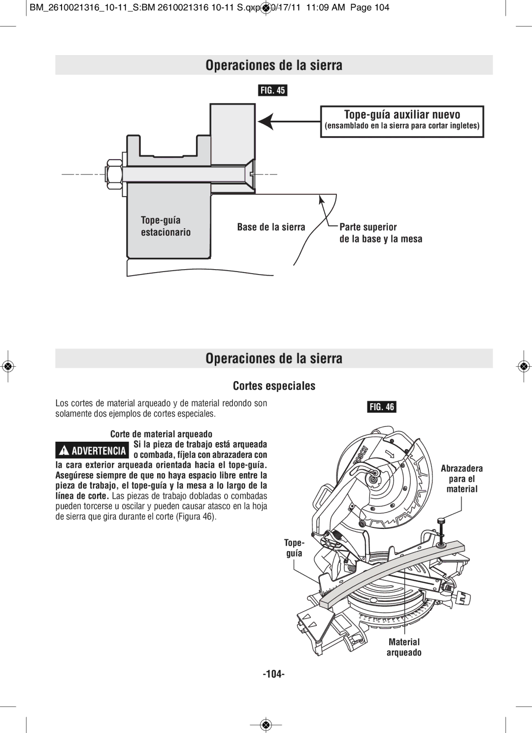 Bosch Power Tools CM12 manual Tope-guía auxiliar nuevo, Cortes especiales, Corte de material arqueado 