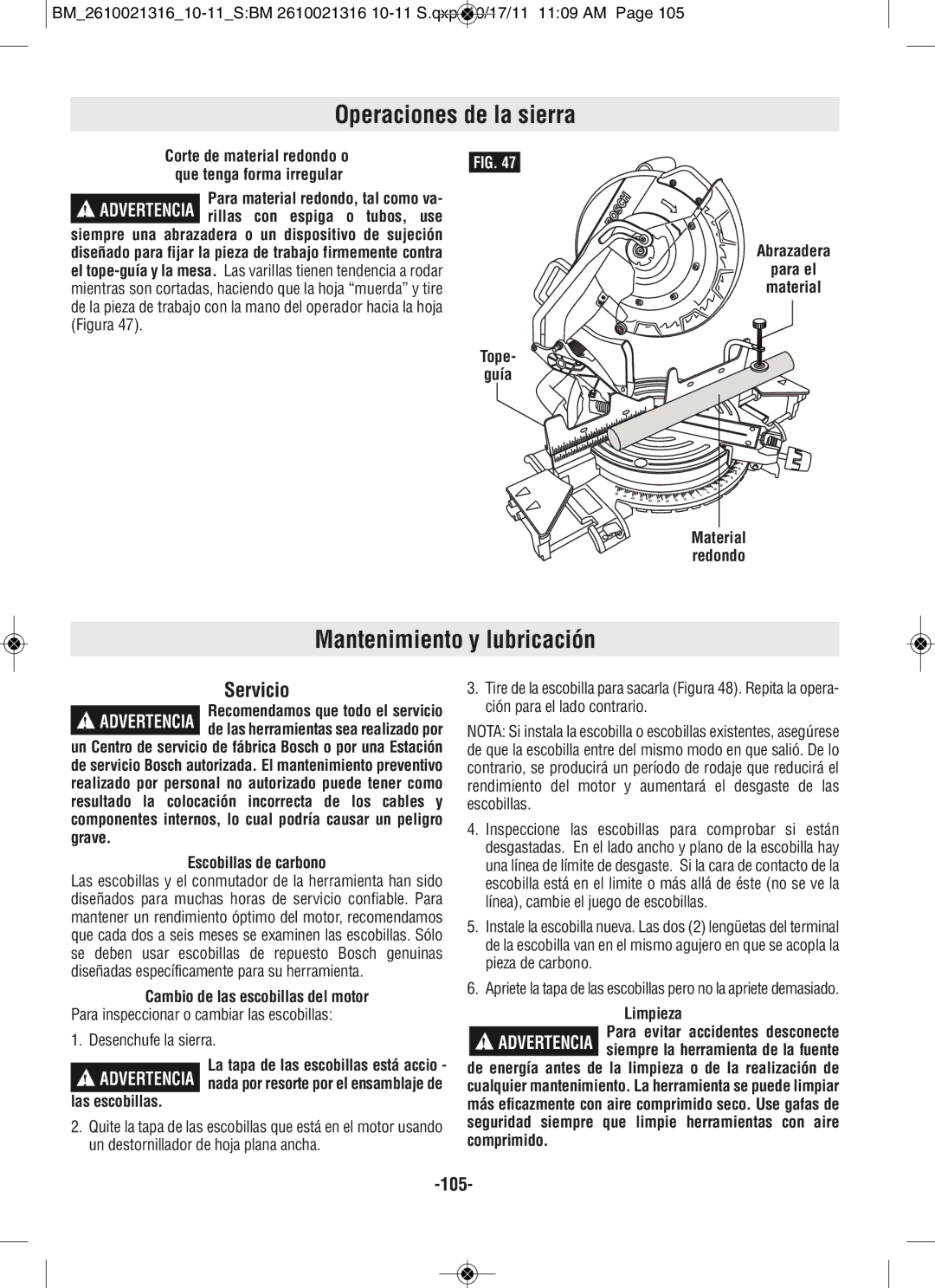 Bosch Power Tools CM12 manual Mantenimiento y lubricación, Servicio 