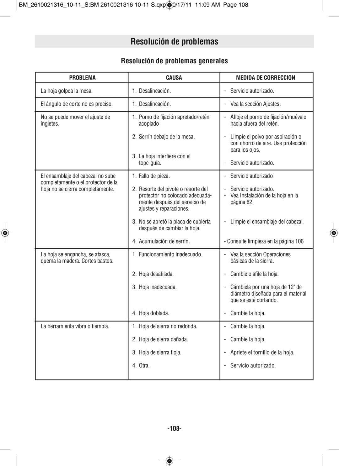 Bosch Power Tools CM12 manual Resolución de problemas generales 