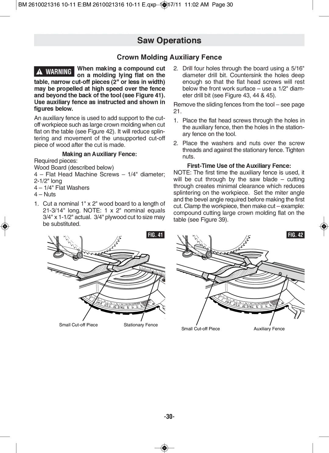 Bosch Power Tools CM12 manual Crown Molding Auxiliary fence, Making an Auxiliary fence Required pieces 