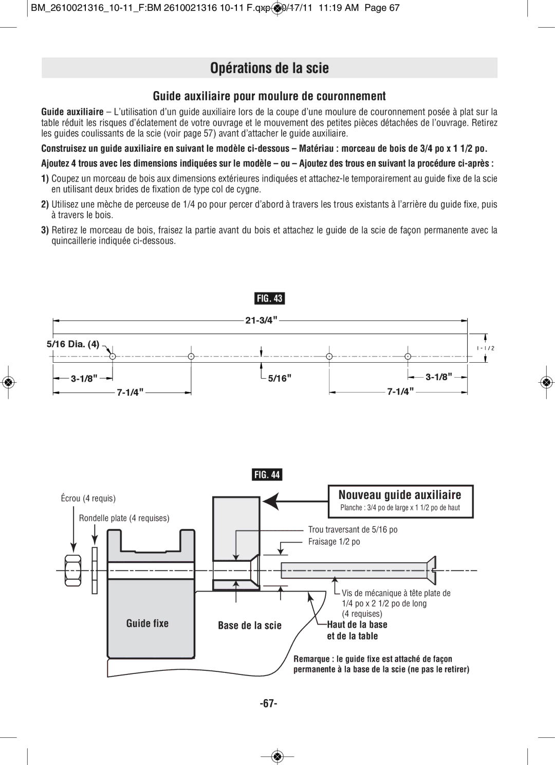 Bosch Power Tools CM12 manual Nouveau guide auxiliaire, 21-3 6 Dia, Base de la scie, Et de la table 